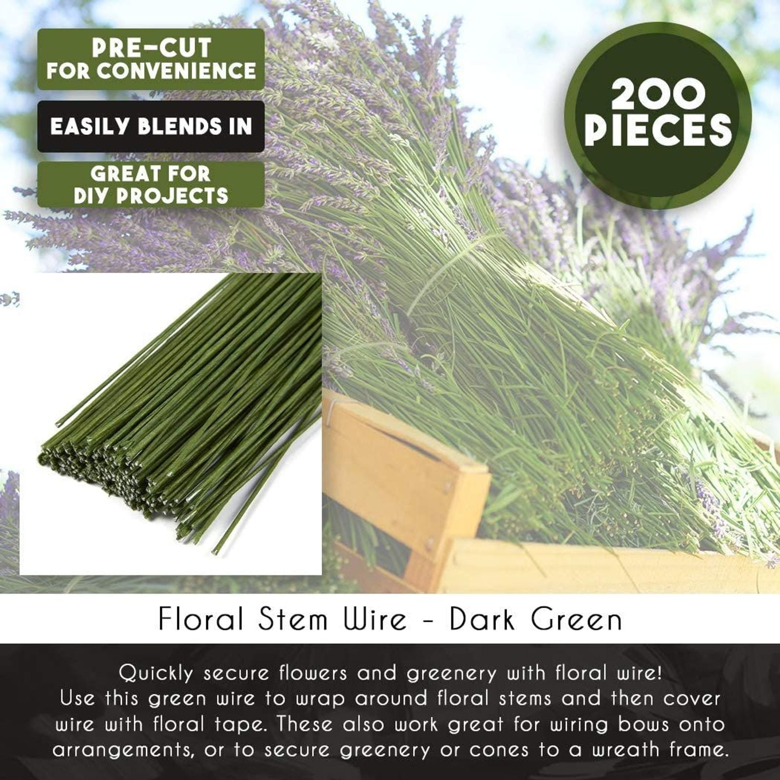 30Pcs Floral Stem Wire Flower Arrangements And DIY Crafts,Dark Green,Floral  Wire For Florist Flower Arrangement, For Wiring Fresh Flower,Artificial  Flower Making, Arts And Crafts,Wrapping Wedding Bouquet Flower5.91 Inches