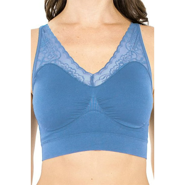 Rhonda Shear Women's Lace Back Seamless Bra with Removalabe Pads