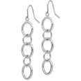 thumbnail image 2 of 14k White Gold Diamond Cut Circle Dangle Earrings - 55mm, 2 of 6