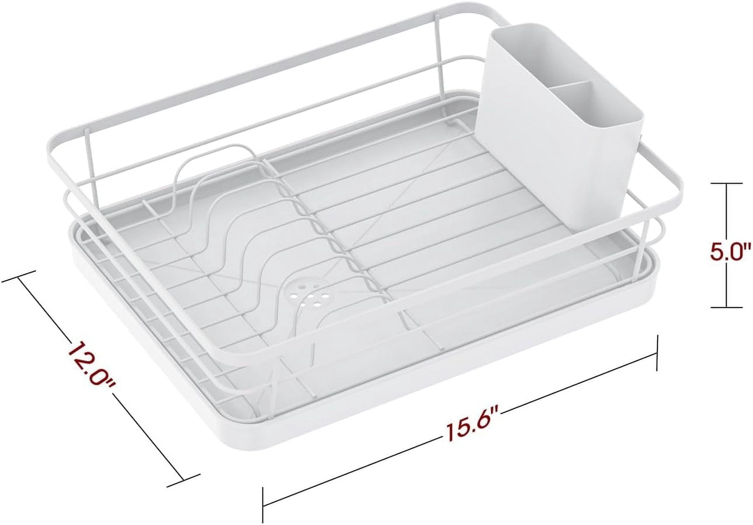 Dish Drying Rack - Stainless Steel Dish Rack with Drainboard for Kitchen Counter and Sink, 12.0''W x 15.6''L, Black