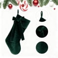 thumbnail image 2 of Christmas Stocking,1 Pcs Christmas Decor Soft Velvet Stocking,Velvet Christmas Stockings with Bow,18.9" Large Vintage Xmas Stocking for Family Decor Hanging Ornament for Holiday Party(P2-Green B), 2 of 2