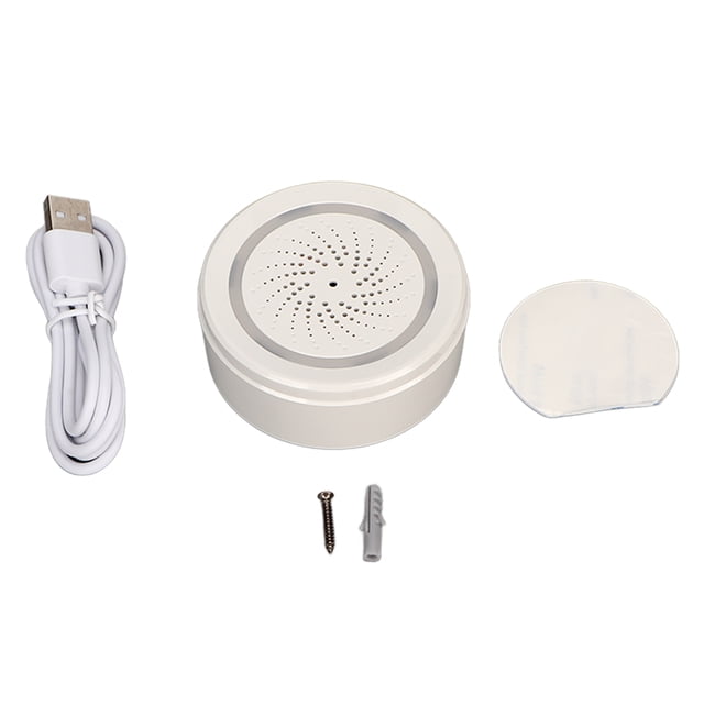 Alarma de sirena inteligente, Control inalámbrico por aplicación WiFi, alarma antirrobo de 105dB con alarma de sonido y luz para seguridad del hogar