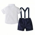 thumbnail image 6 of Huowey Toddler Boys Outfits Sets Formal Casual Wedding Toddler Suit 1-6 Years Summer Breathable Comfortable Stylish Gentleman Dress Shirt Spaghettis Shorts 2PCS Outfits Sets Cute Dailywear, 3-4 Years, 6 of 7
