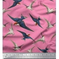 thumbnail image 1 of Soimoi Pink Satin Silk Fabric Flying Woodpecker Bird Print Fabric by the Yard 42 Inch Wide, 1 of 1