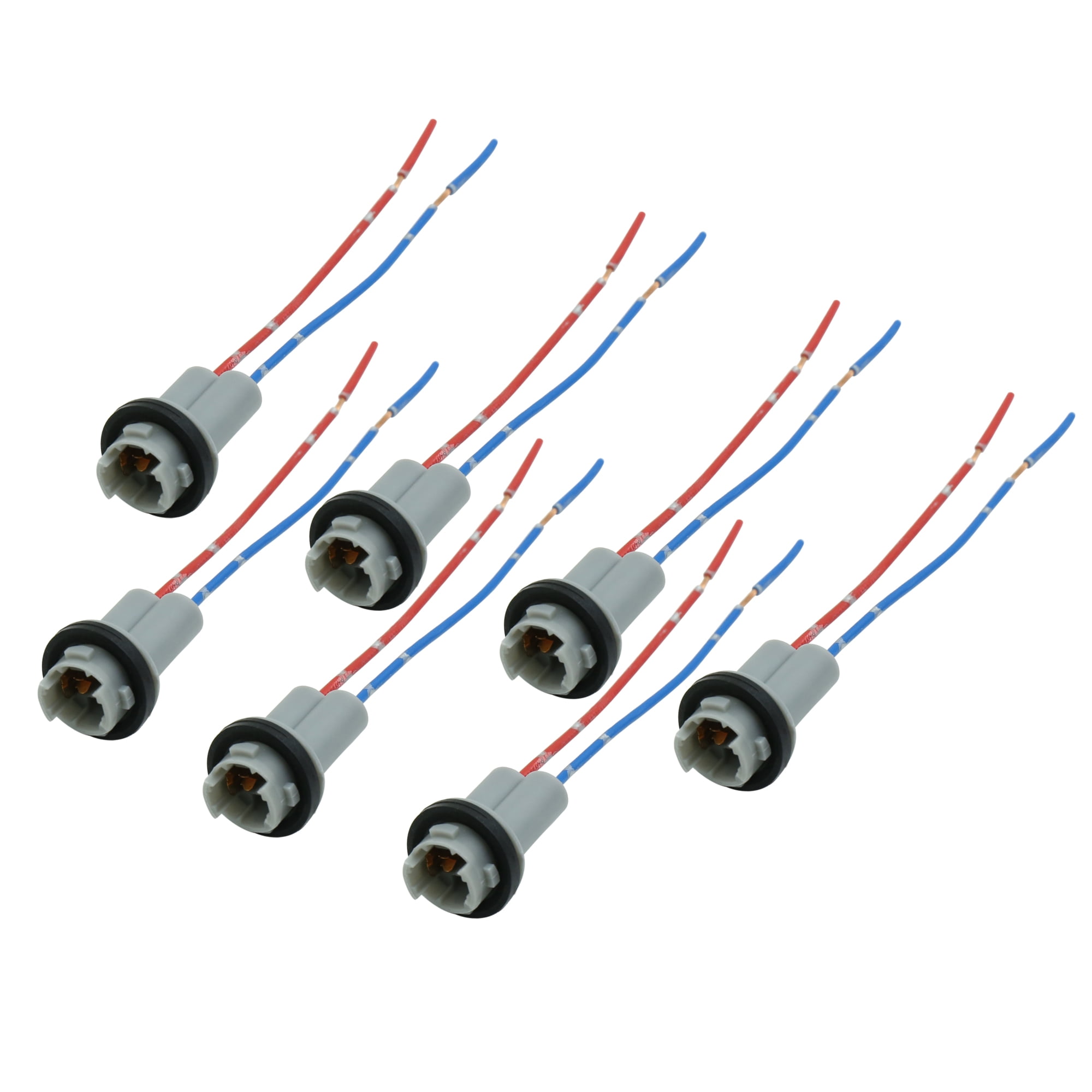 7pcs DC 12V Universal T10 Car Wedge Light Bulb Base Socket Wire Harness