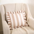 thumbnail image 6 of Striped Velvet Ruffled Throw Pillow with Insert for Sofa Couch Bed – Soft Decorative Accent Pillow for Living Room and Bedroom, 6 of 7
