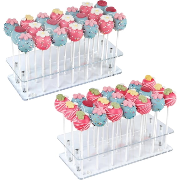 Cake Pop Stand, 21 Holes Clear Acrylic Cake Pop Kit with 300 PCS Cake Pop Sticks and Wrappers, Cake Pop Making Accessories for Weddings Birthday