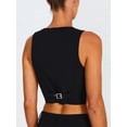 thumbnail image 5 of Womens Button Down Vests Top Summer Casual Crop Tank Tops Sleeveless Blazer Suit Waistcoat Jacket, 5 of 7