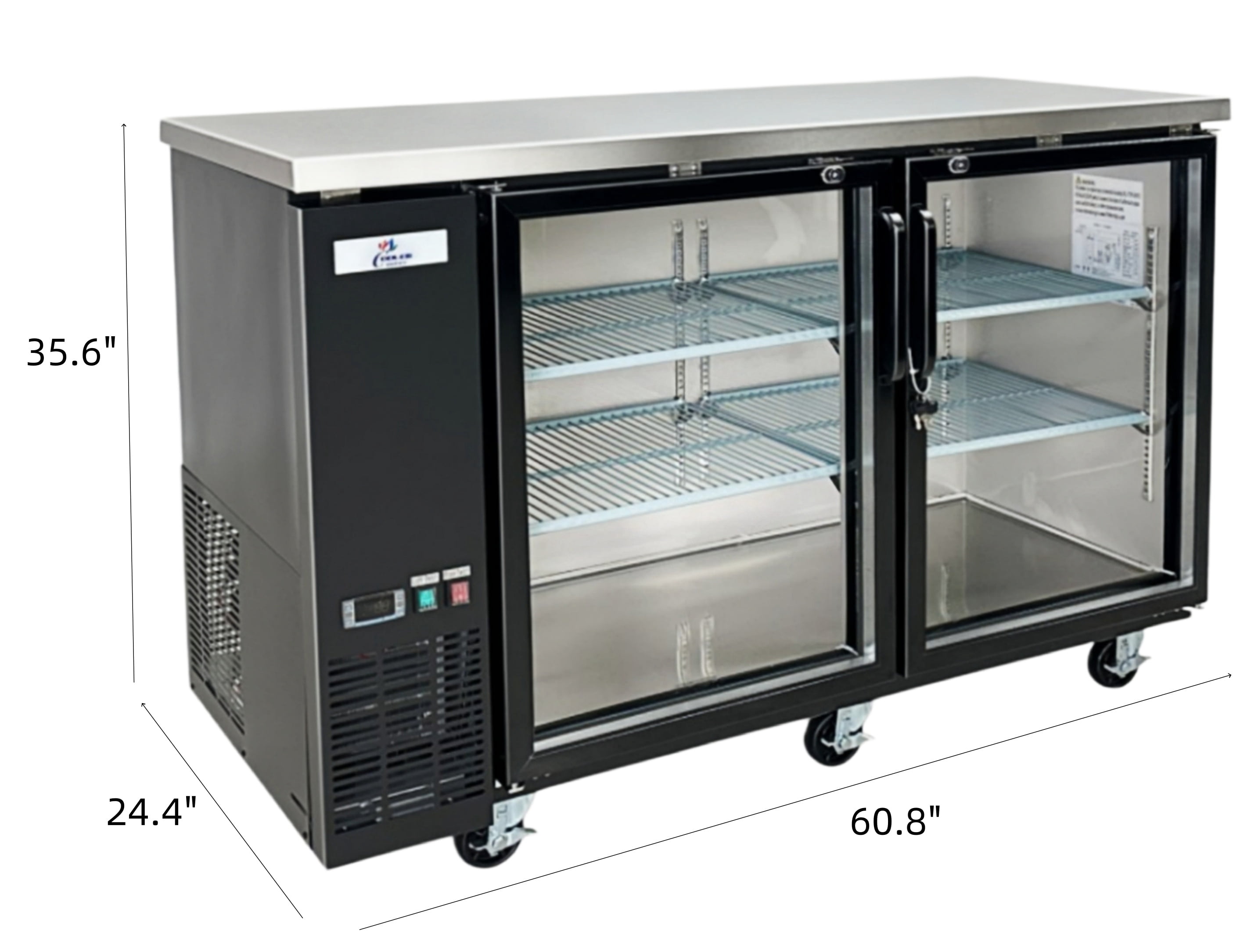 NSF 60" Commercial Back Bar Cooler, 15.8 cu ft, Keg Compatible，Beer Fridge, Under Counter Refrigerator