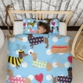 thumbnail image 3 of Colorful Funny Dachshund Duvet Cover and Pillowcase Set for Single Bedding, Bedroom Accessories for Kids Teens, 3 of 5