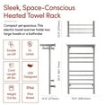 thumbnail image 3 of Towel Warmers for Bathroom - Wall Mounted Heated Towel Rack with Shelf, 11 Bars Polished Stainless Steel, 20 x 36 in. Electric Heating and Drying Rack, 120V Plug-in or Hardwired (Summit), 3 of 13
