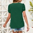 thumbnail image 4 of Blusa de manga corta abombada Jacquard Color liso Blusa con volantes de encaje Camisa para mujer Señora Verano Verde XXL, 4 of 6