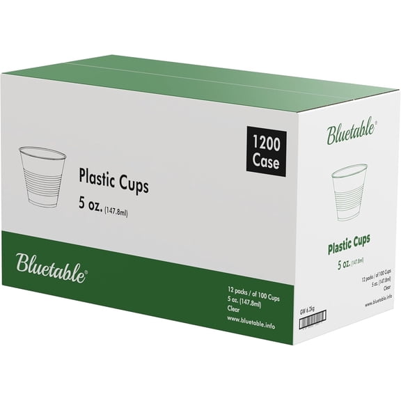 5 oz Cups Disposable Plastic Bulk Case [1200 Pack/Case] Small Medicine Cup 5 Ounce Bathroom Cups Translucent Cup