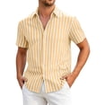 thumbnail image 2 of COSFO Mens Button Down Shirt Short Sleeve Summer Striped Casual Shirt Vacation Classic Fit Collared Beach Men Shirts 5xl, 2 of 5