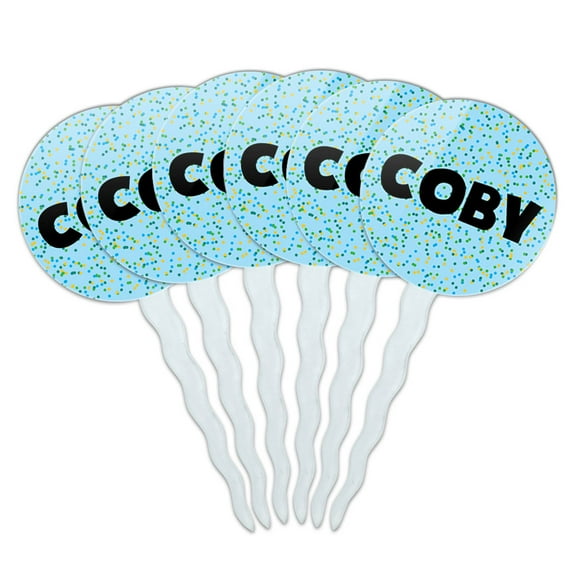 Coby Cupcake Picks Toppers - Set of 6 - Blue Speckles