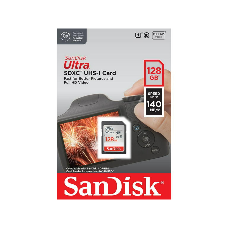 SanDisk 128GB Ultra SDXC UHS-I Memory Card - Up to 140MB/s, C10, U1, Full  HD, SD Card - SDSDUNB-128G-GN6IN