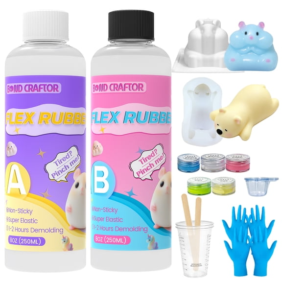 Bond Craftor 16oz Liquid Silicone for Squishy – 1:1 AB Ratio Soft Rubber Kit for Cat Paw Molds, DIY Toys