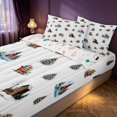 thumbnail image 3 of Manfei Rustic Winter Cabin Zipper Full Size Comforter Sets with Fitted Sheet and 2 Pillowcases,Traditional Christmas Tree Zipper Bedding Set,White Gray,Christmas Reversible,4pcs, 3 of 8