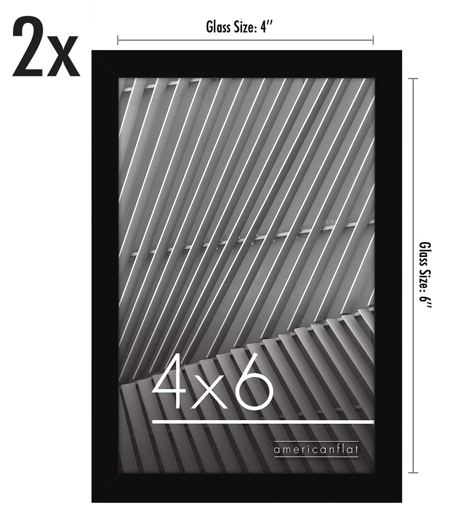 Americanflat 4x6 Picture Frame 2 Pack in Black with Polished Plexiglass - Thin Border 4 X 6 Inch Photo Frames for Wall or Desk - in Horizontal or Vertical Format