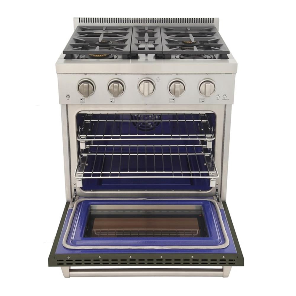 Pemberly Row 30" Propane Gas Rang in Olive Green with True Simmer Burners