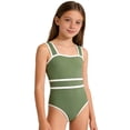 thumbnail image 2 of Girls One Piece 9-10Y Swimsuits Size Sleeveless Striped Tank Summer Beach Swimwear Casual Big Kids Swimsuit, 2 of 9