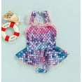 thumbnail image 3 of stylesilove Toddler Kid Girls Mermaid Tulle Ruffled Skirt One-Piece Swimsuit Multicolor Fish Scale Bathing Suit Beach Swimwear (5-6 Years), 3 of 7