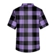 thumbnail image 4 of Domuza Scrub Tops Men Plaid Stripe Printed V Neck Short Sleeve Nurse Uniform Loose Fit Comfy Soft Medical Workwear with 3 Pockets Purple XL, 4 of 4