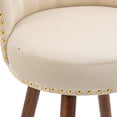 thumbnail image 3 of Royard Oaktree Swivel Bar Stools Set of 2 Counter Height Bar Stools with Back Velvet Upholstered Bar Chairs with Wood Legs and Footrest Armless Tall Stool for Kitchens Island,Beige, 3 of 7