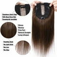 thumbnail image 4 of Benehair 100% Human Hair Extensions Clip In Topper Toupee Hairpiece Silk Base for Women Remy Hair 6"-14" Brown US, 4 of 12