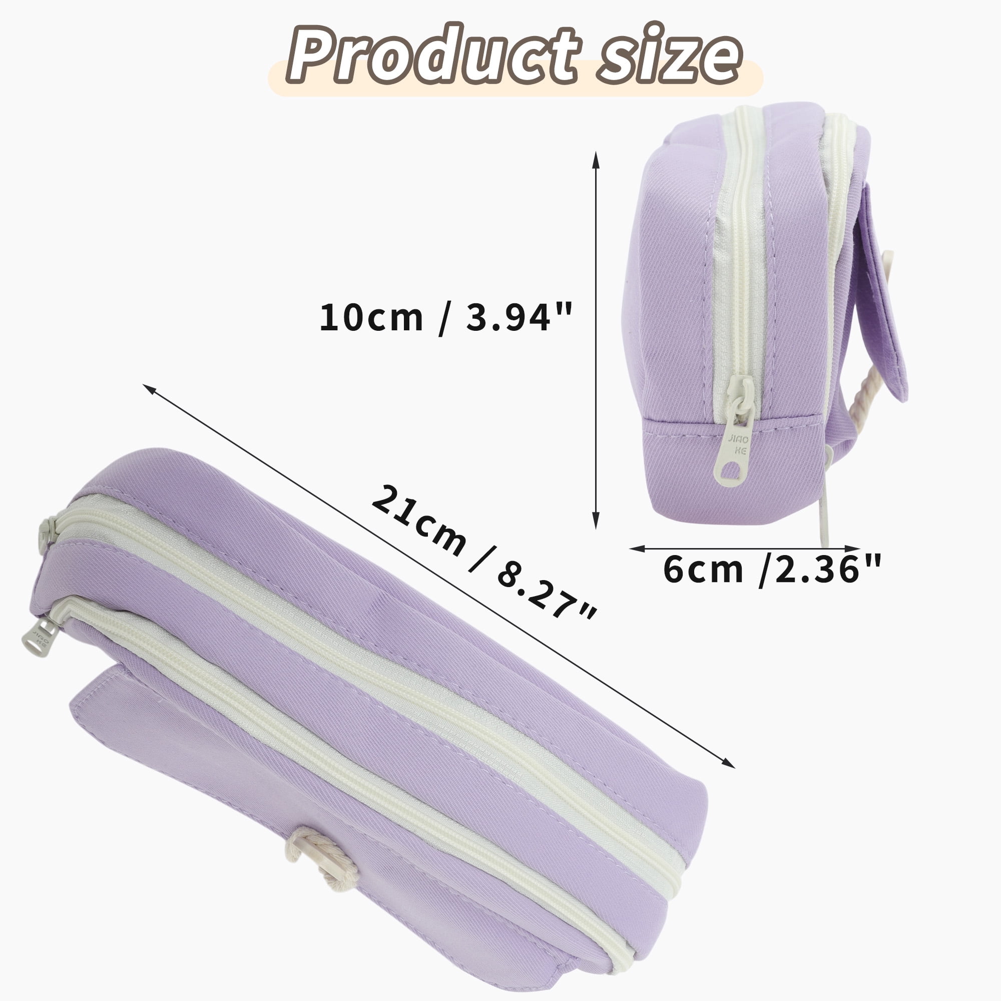 Unique Bargains Canvas Pencil Case, Large Capacity Pen Pouch, Aesthetic Organizer Purple