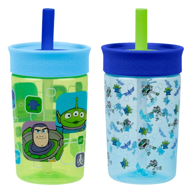 Magma Life Vaso Entrenador para Niños Twin Tumb, 450 ml (2Pzs), Popote Flexible Antiderrames, Fácil de Limpiar, Ideal para Viajes, Botella de Agua para Niños, Apto para Lavaplatos