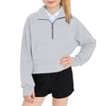 thumbnail image 4 of DJDLJWCJ Girls Pullover Sweatshirt 5-14 Quarter Zip Stand Collar Kids Sweatshirts Loose Fit Casual Sweatshirts with Pocket Gray Size 9, 4 of 9