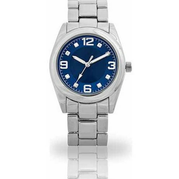 Women's Silver Blue Dial Watch, Metal Band