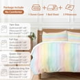 thumbnail image 6 of Queen 4 Piece Bedding Set Rainbow Stripes Gradient Soft Breathable Duvet Cover and Pillowcase, Pastoral Watercolor Line Duvet Cover Set Bed Sheets for Bedroom Dormitory Guest Room, 6 of 9