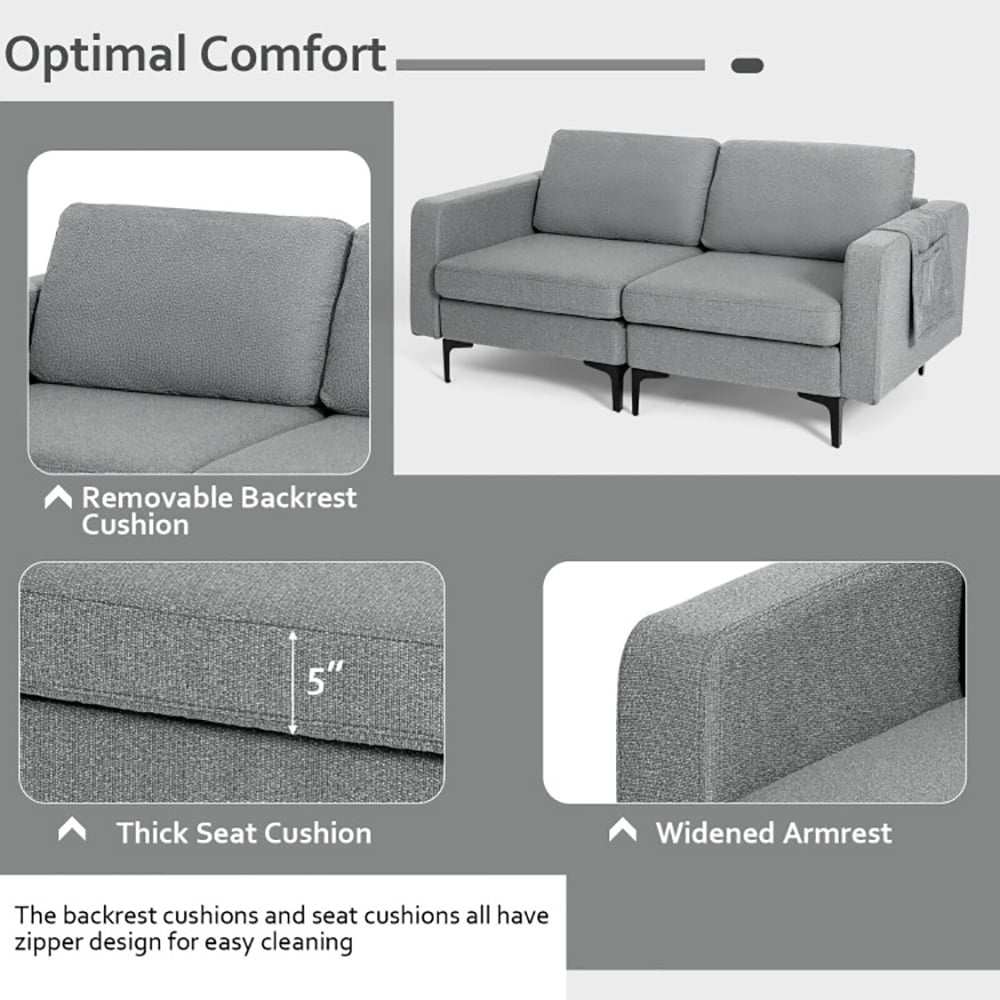 Finihen Sectional Sofa Couch, Convertible Sectional Sofa with Reversible Ottoman-2-Seat, for Living Room, Gray Finihen Sectional Sofa Couch, Convertible Sectional Sofa with Reversible Ottoman-2-Seat, for Living Room, Gray