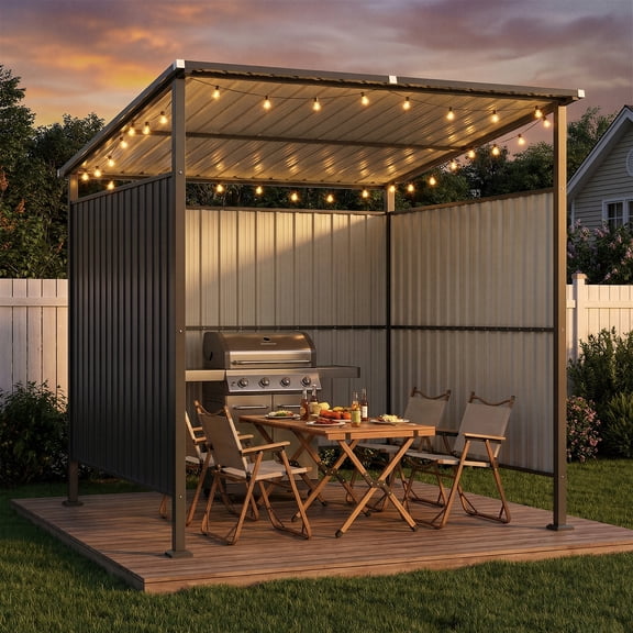BaPiPro 6x6 ft Metal Grill Gazebo for BBQ, Hardtop Multi-Purpose BBQ Shelter with Weather-Resistant Steel Roof, Open-Air Metal Canopy for Patio, Backyard, Deck – No Door, Easy Access