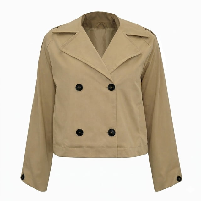 Chamarra George para Mujer, Tipo Trench Acolchado con Botones Frontales Crema Talla CH