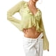 thumbnail image 1 of Txlixc Blusa de mujer, blusa de manga larga con borde de hoja de loto Txlixc moda, 1 of 6