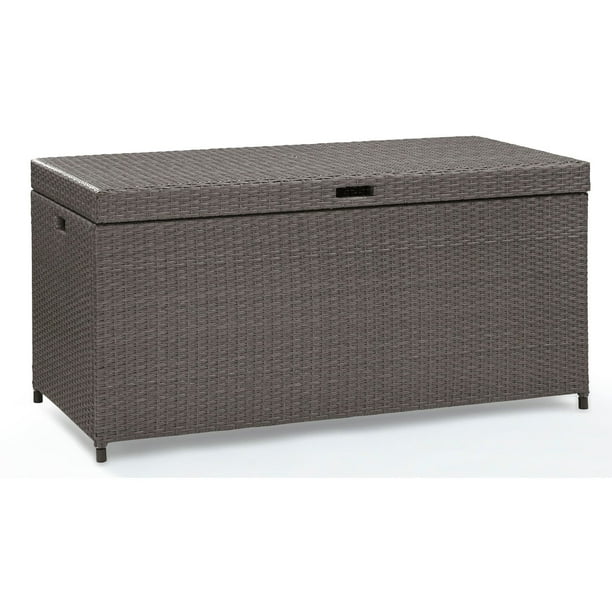 Crosley Furniture Palm Harbor 190 Gallon Metal Wicker And Plastic Deck Box Weathered Gray Com Crosley Furniture Palm Harbor 190, Crosley Palm Harbor Outdoor Wicker Storage Bin