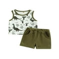 thumbnail image 1 of EIMELI Boy Summer Sets Dinosaur Print Sleeveless Round Neck Tops Shorts, 1 of 6