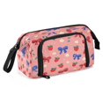 thumbnail image 2 of Nylon Fish Mouth Pencil Case with Large Capacity Zipper Pencil Pouch Bows and Strawberries Pattern Pencil Bag Organizers, 2 of 7