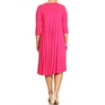 thumbnail image 4 of Women's Plus Size Casual 3/4 Sleeves Basic A-Line Pleated Solid Midi Dress, 4 of 5