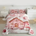 thumbnail image 2 of Manfei Pink Cute Cabin Queen Comforter Set for Teen, Christmas Snowman Gifts Bedding Comforter Set, Happy New Year Reversible Bedding Set, Breathable Home Decor, 3pcs, 2 of 8