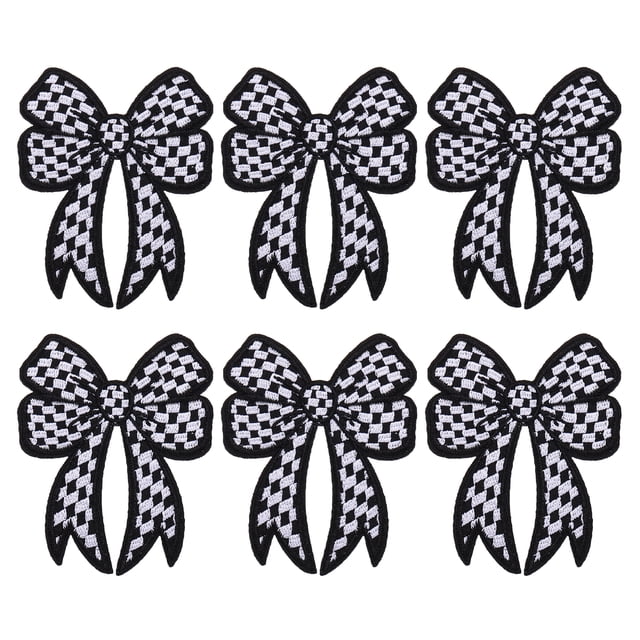 Parches termoadhesivos Uxcell, parches de lazo a cuadros, parches bordados, aplique decorativo negro