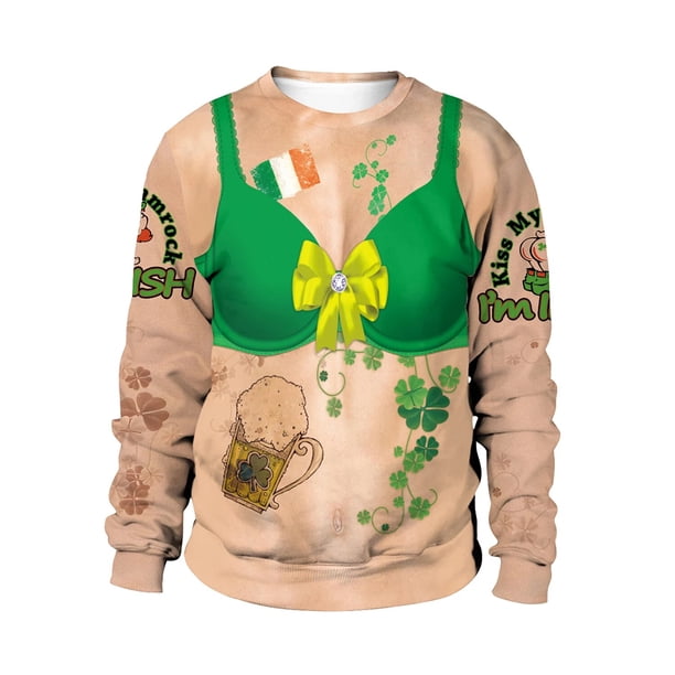 Chándal falso de dos piezas para hombre, sudaderas del Día de San Patricio, Sudadera gráfica para pareja, ropa de calle Y2K