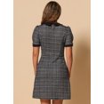 thumbnail image 3 of DARING DIVA Peter Pan Collar Plaid Puff Mini Tweed Dress L Black, 3 of 6