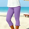 thumbnail image 6 of Capris Pants for Women - Dance Yoga Leggings Elastic Waist Ruffle Summer Casual Athletic Cropped Pants, 6 of 7