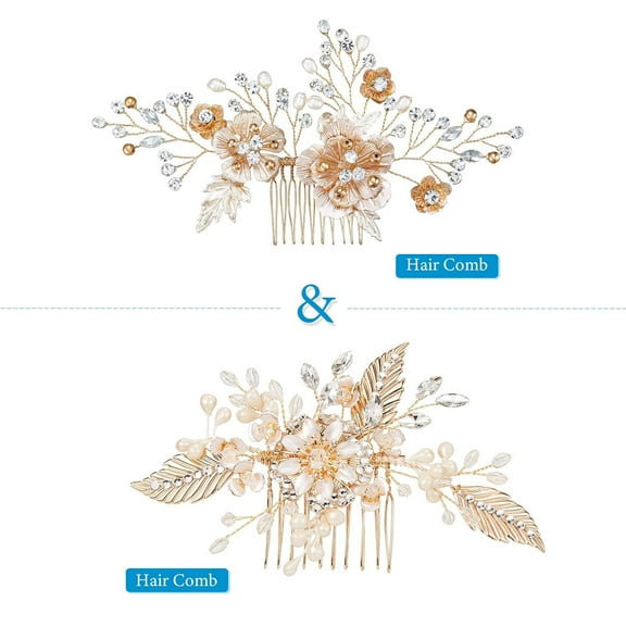 Gold Flower Hair Comb   Crystal Flower Hair Comb