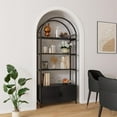 thumbnail image 7 of Jehiatek Arched Bookshelf, Bookcase with Doors Storage, 71 Inches Tall Industrial Book Shelf with Sturdy Metal Frame, E1 Quality Boards, Freestanding Display Shelving Unit, Black, 7 of 7