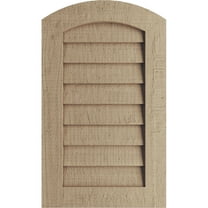 Ekena Millwork 12"W x 27"H Timberthane Rough Cedar Arch Top Faux Wood Non-Functional Gable Vent, Primed Tan